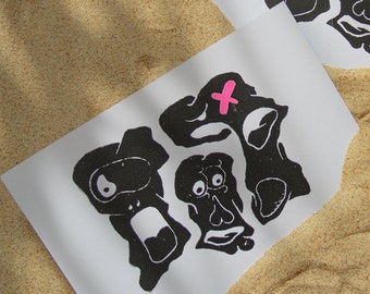 trio of looks | Artisan handmade silkscreen print A5