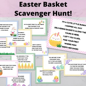 Easter Scavenger Hunt Game, Kids Easter Treasure Hunt, Easter Basket Printable