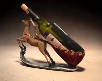 Portabottiglie a forma di cervo, regalo originale, portabottiglie unico, regalo per amanti degli animali, portabottiglie fatto a mano, idea regalo di compleanno