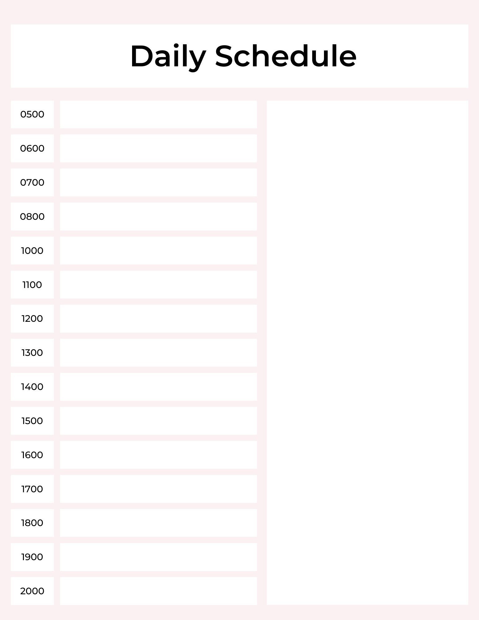 Daily Schedule Military Time Printable Great For Nursing - Etsy Australia
