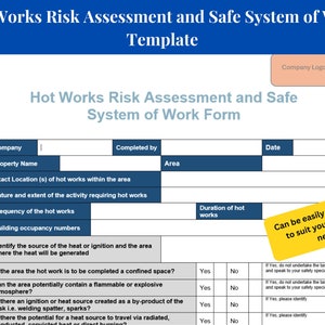 Modèle d'évaluation des risques liés aux travaux à chaud : système de travail sûr (téléchargement numérique)