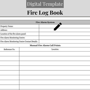Fire Safety Log Book Fire Safety Log Book Printable Fire Etsy