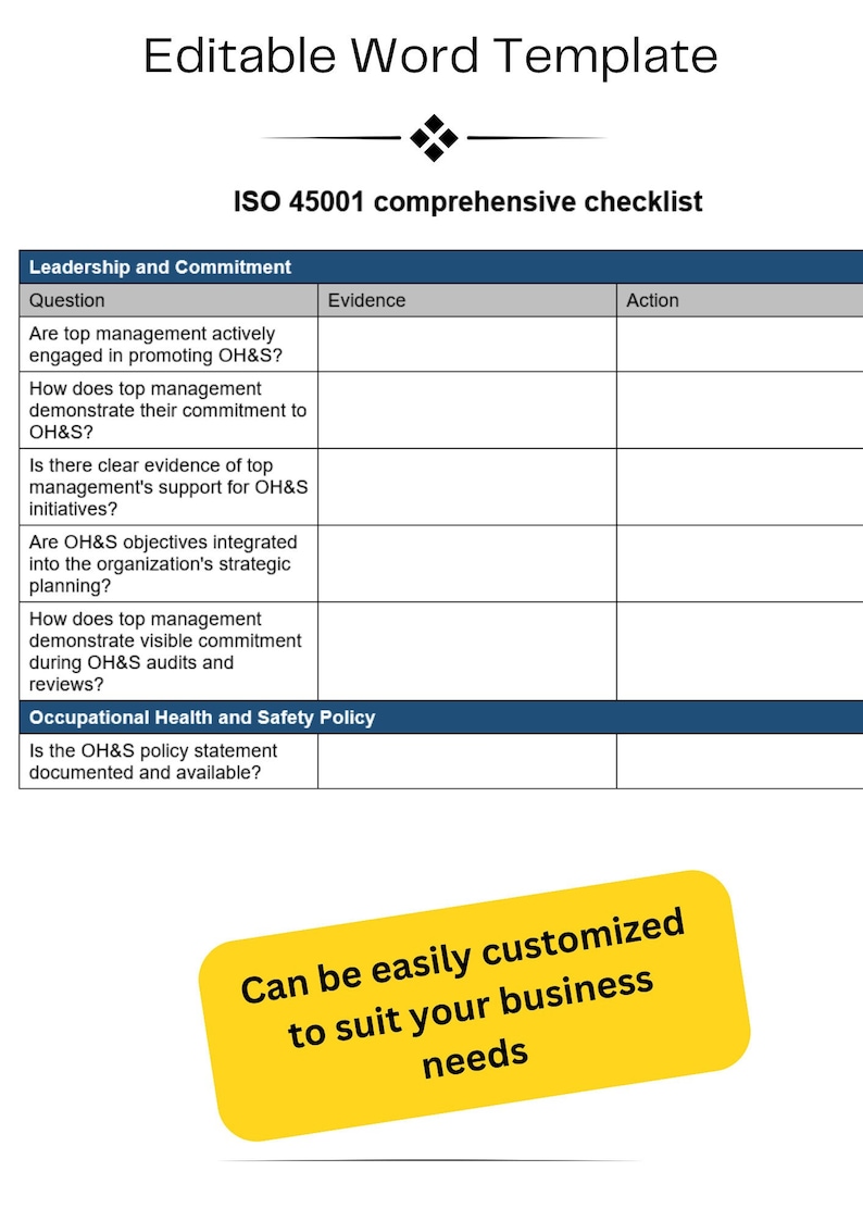 Iso 45001 Simple Risk Assessment Example ISO 45001 Checklist for Hassle-free Audit Success | Comprehensive ISO ...