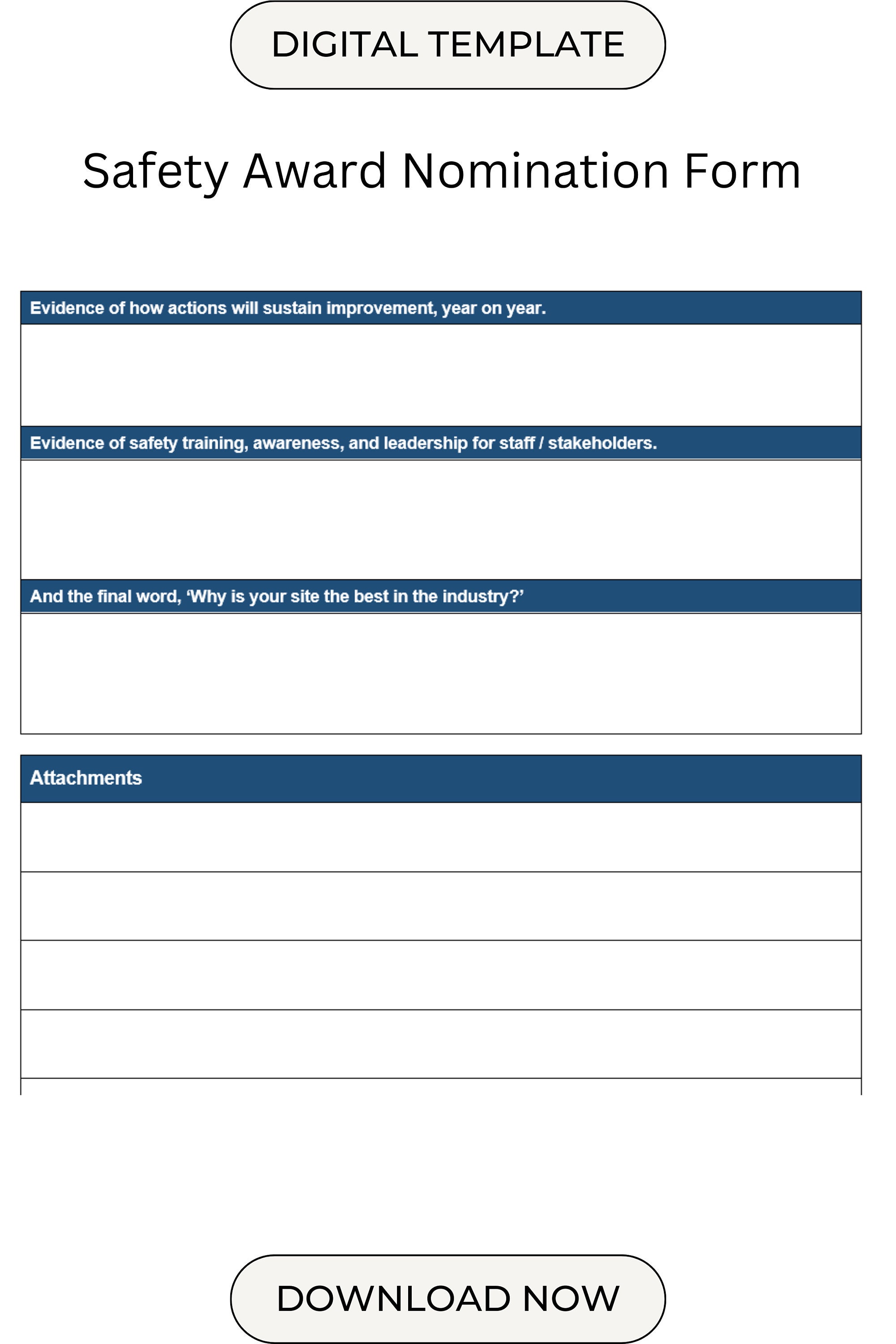 Printable Safety Award Nomination Form Employee Recognition Template