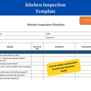 Complete Kitchen Inspection Template | Kitchen Inspection Template | Inspection Commercial Kitchens | Health and Safety Kitchen Inspection