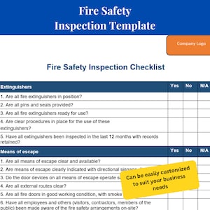 Comprehensive Fire Safety Inspection Template Word | Fire Safety Inspection Form- Keep Your Business Safe!| Fire Inspection Checklist