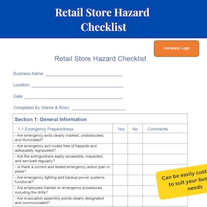 Retail Store Safety Checklist Template | OSHA Compliant Risk Assessment & Employee Safety Guide | Retail Store Safety Checklist