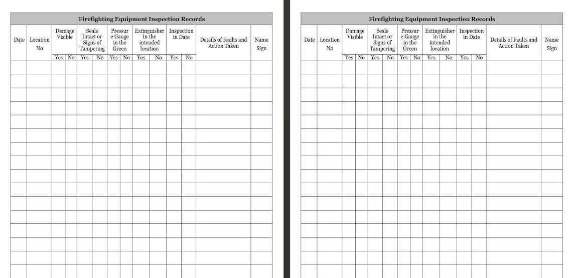 Fire Safety Log Book Fire Safety Log Book Printable Fire Safety Log ...