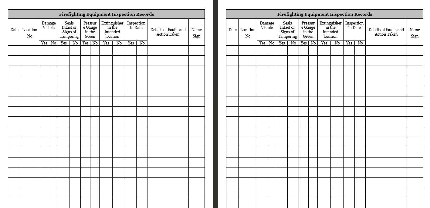 Fire Safety Log Book Fire Safety Log Book Printable Fire Safety Log