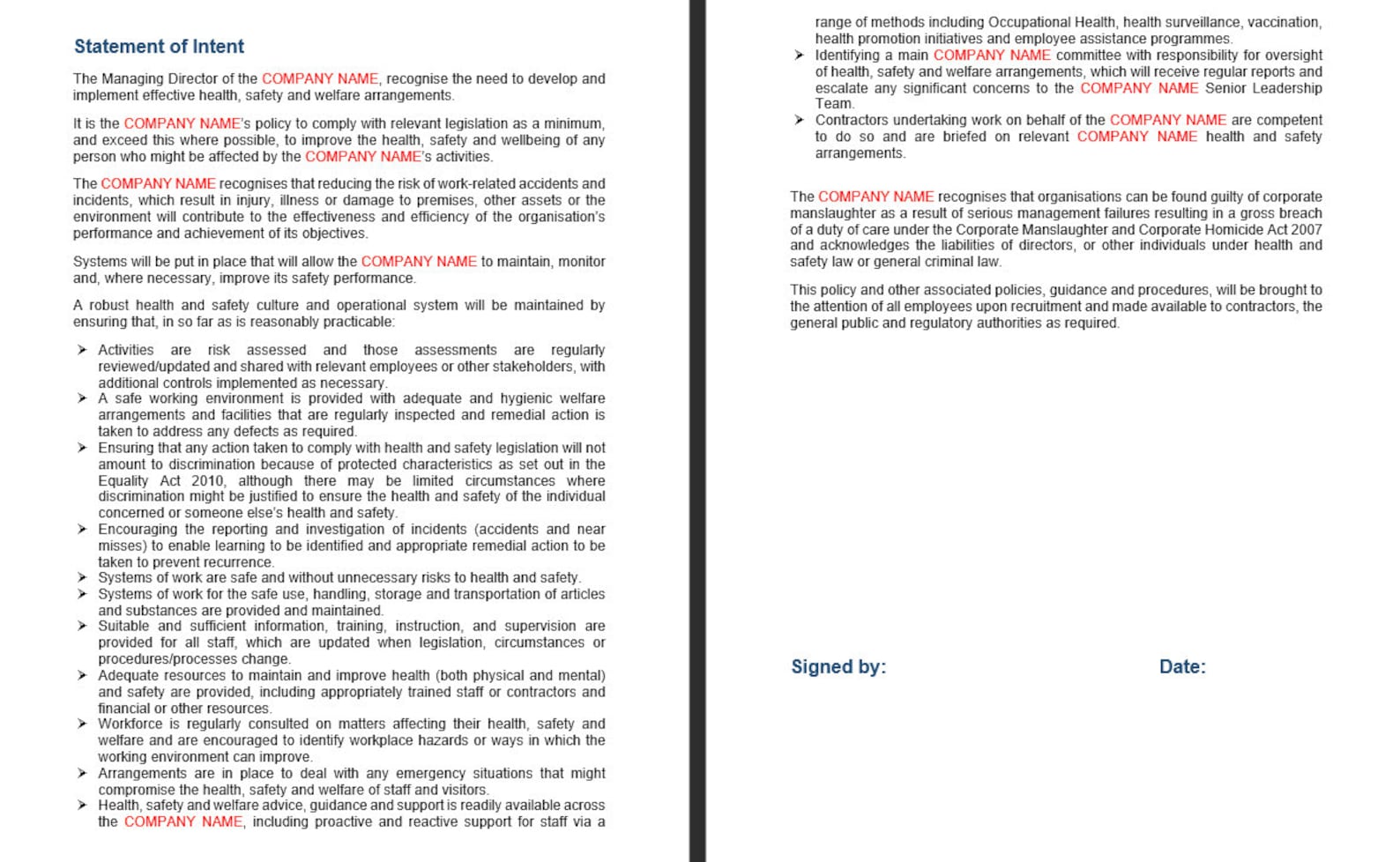 Comprehensive Health And Safety Policy Template With Statement Of comprehensive-health-and-safety-policy-template-with-statement-of
