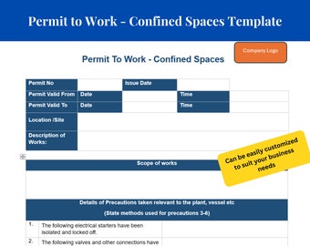 Complete Confined Space Work Permit Template - Comprehensive Safety Management Word Document