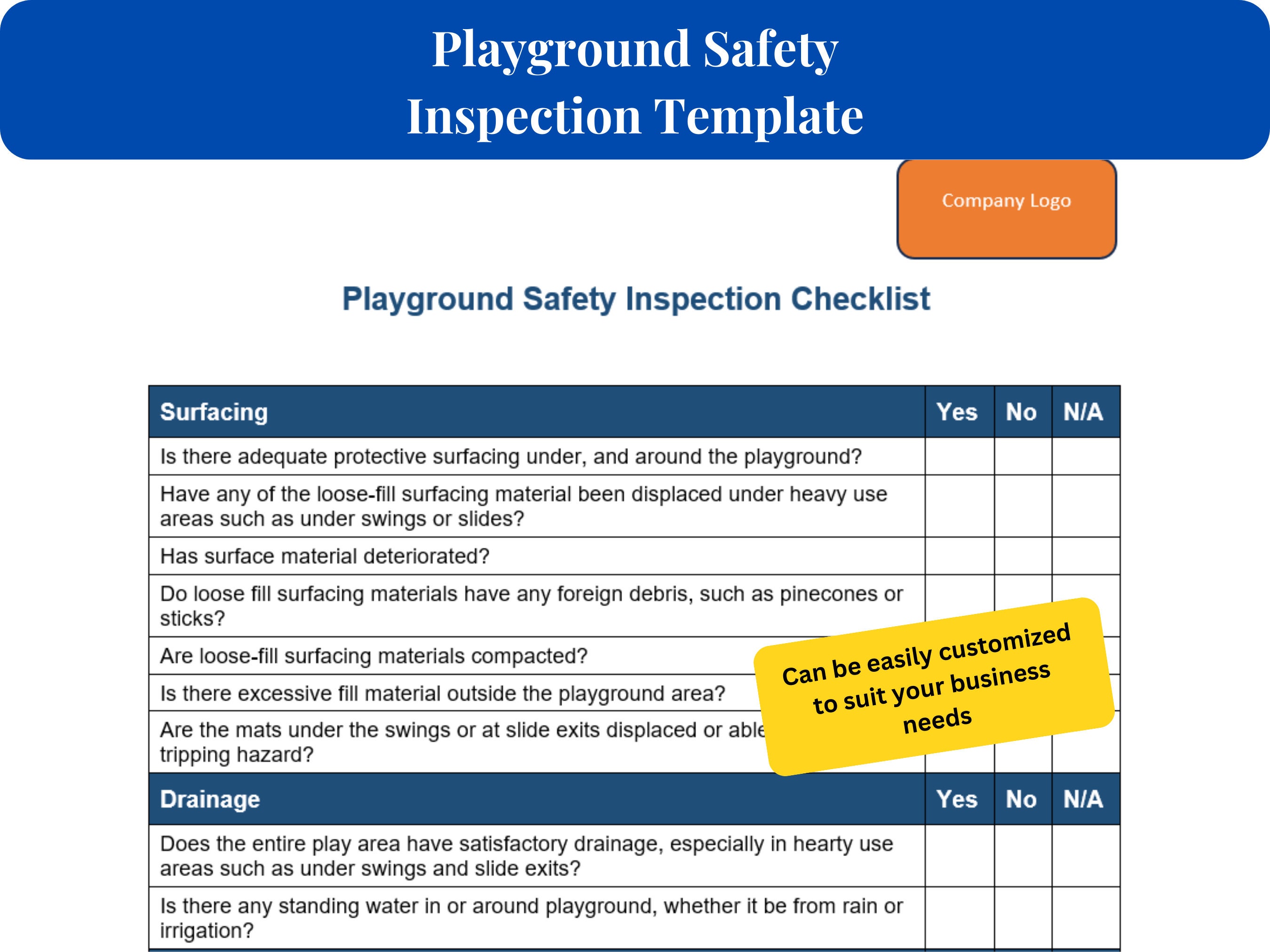 Complete Playground Safety Inspection Template