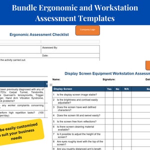 Bundle Complete Workplace Wellness Made Easy: Ergonomic Assessment and DSE Assessment Templates for Comfort & Productivity
