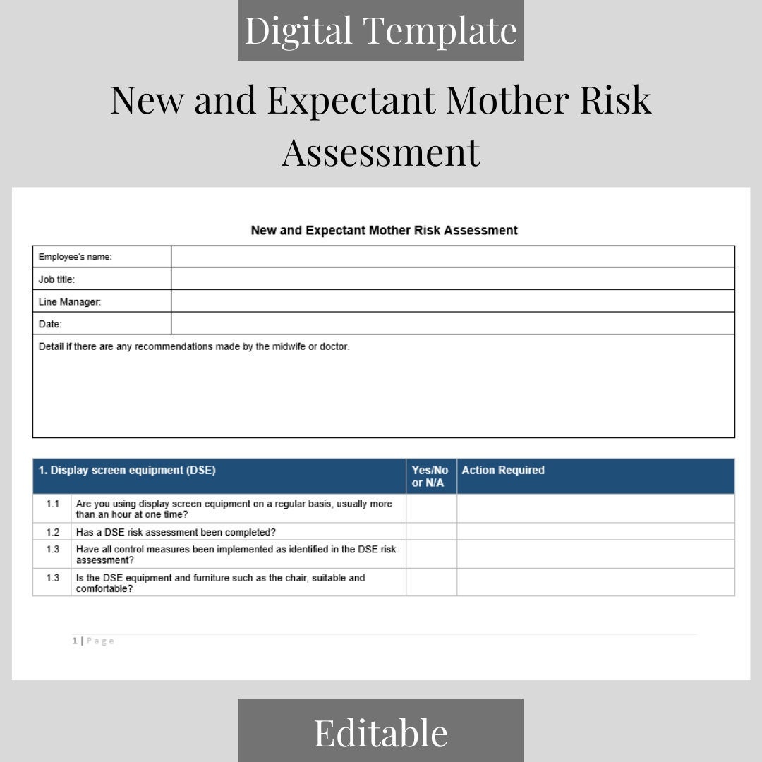 New and Expectant Mother Risk Assessment Checklist Expectant Mother
