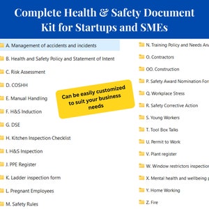 Complete Health & Safety Document Kit for Startups and SMEs | Startup Safety: Comprehensive Health Safety Forms Bundle for New Businesses |