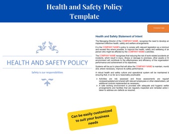 Comprehensive Health and Safety Policy Template with Statement of Intent - Customizable MS Word Document| OSHA Compliant | &gt;