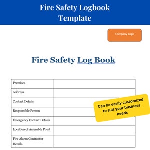 Fire Safety Log Book - Perfectly Detailed  | Fire Safety Log Book Printable | Fire Safety Log Book Form | Fire Safety Log Book Template