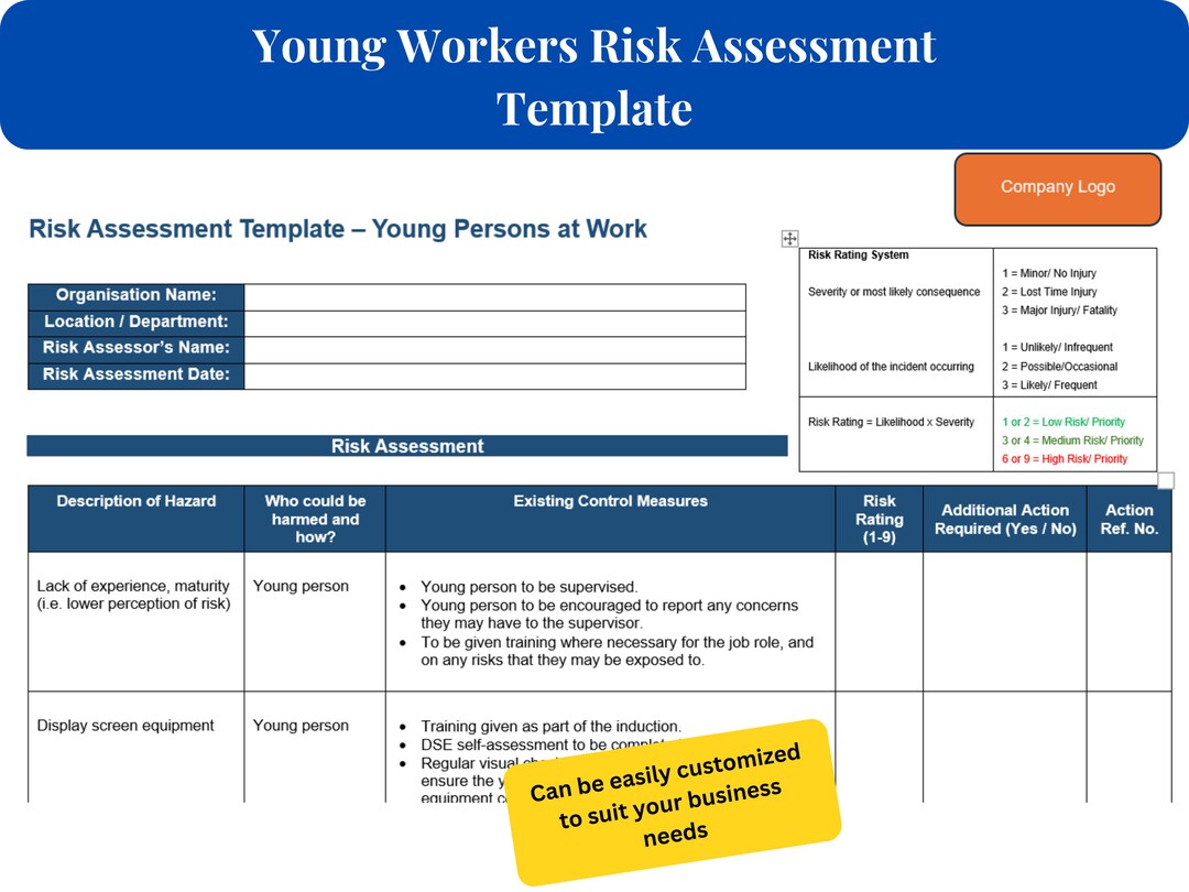 Young Workers Risk Assessment & Managers Checklist (word Download ...