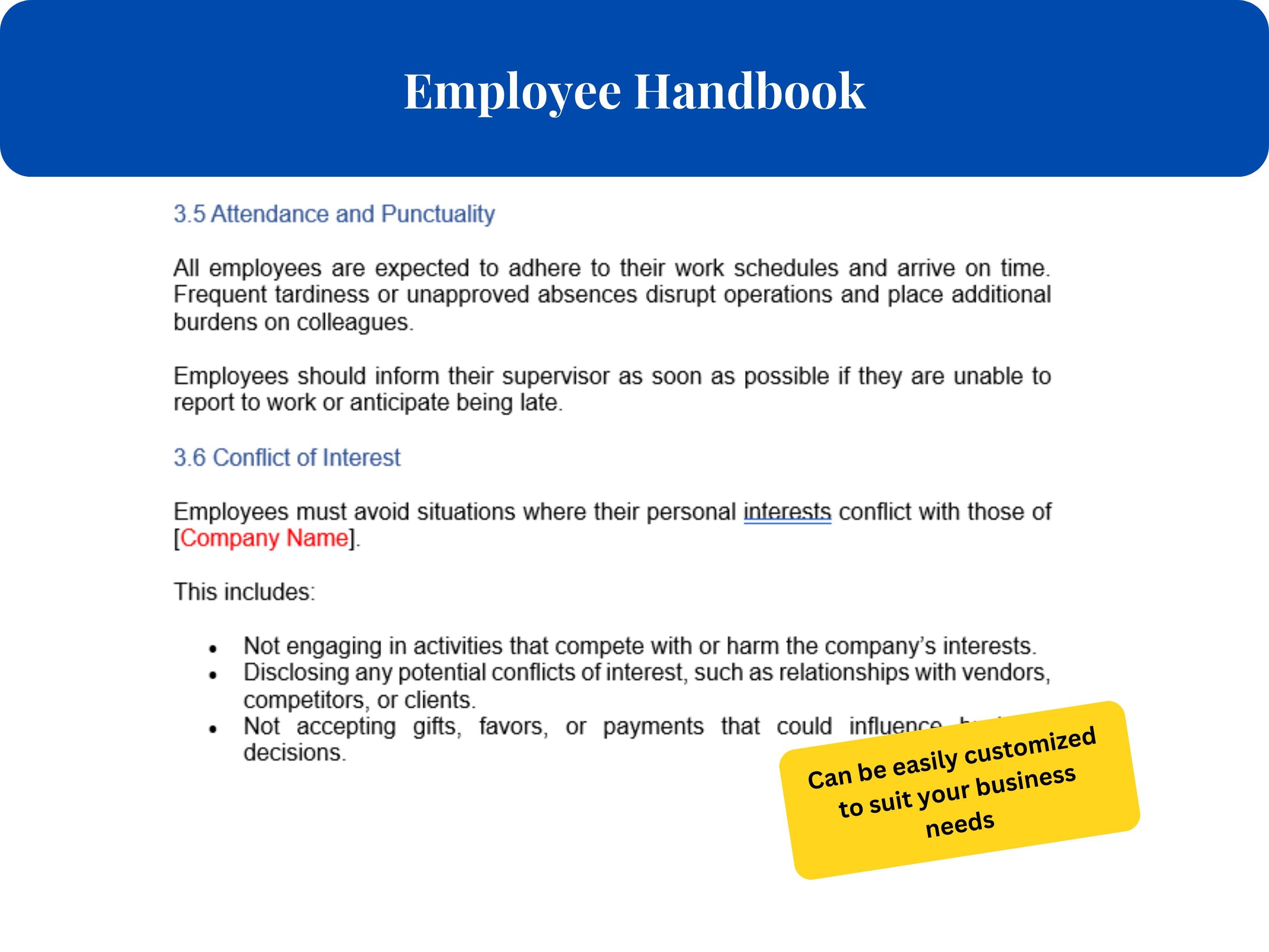 Editable Employee Handbook Template: HR Policies Guide (word Template ...