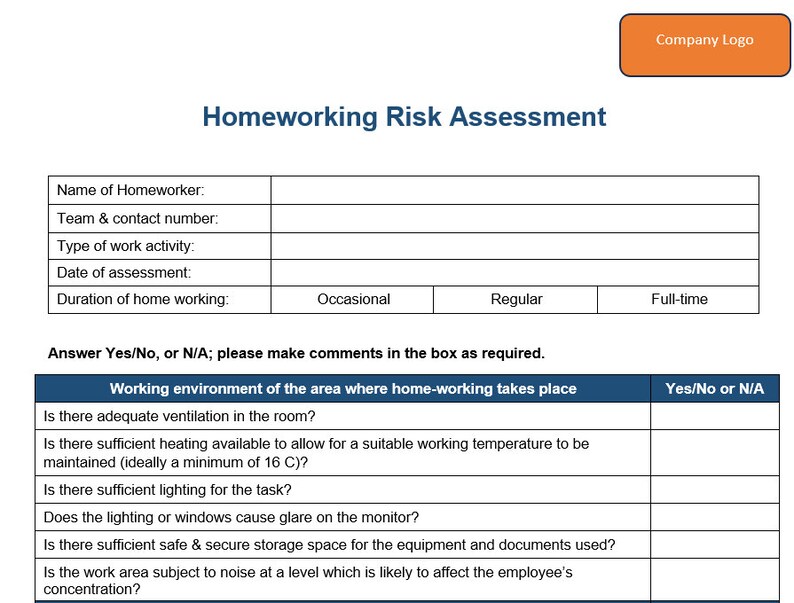 Homeworking Work Risk Assessment Comprehensive Homeworking Risk Assessment Template: Solution for Legal ...