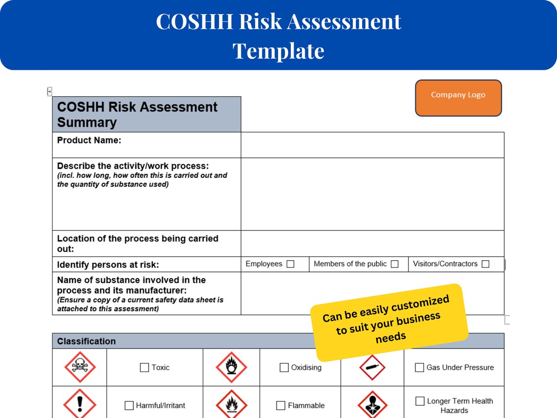 COSHH Risk Assessment Template COSHH Risk Assessment Checklist COSHH Risk Assessment Template COSHH Risk Assessment Checklist