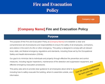 Complete Fire Safety & Evacuation Procedure Template | Fire Evacuation Plan| Emergency Safety Training for New Hires and Current Employees