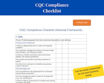 CQC Compliance Checklist: Health & Safety, Risk Management (Digital Download)