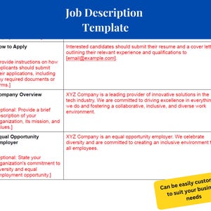 Editable Job Description Template | Professional HR Form With Examples ...