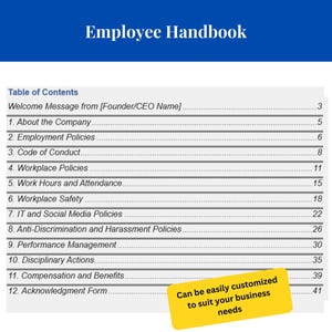 Editable Employee Handbook Template: HR Policies Guide (word Template ...