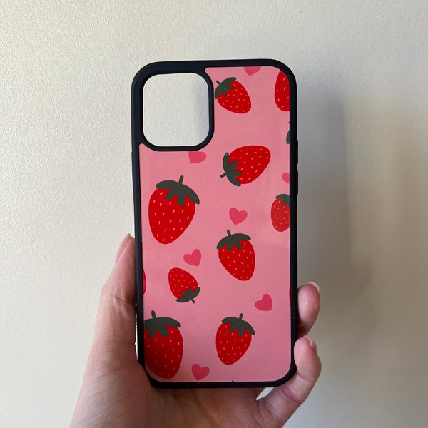 Strawberry iPhone case | cute funky aesthetic phone case | iPhone 14 13 12 11 X 7 8 Pro max