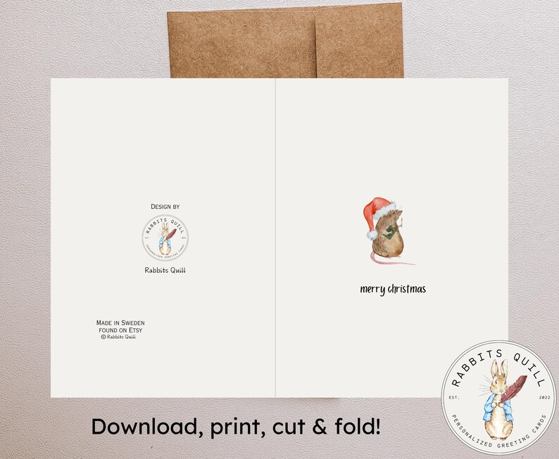 Carte de joyeux Noël drôle à imprimer, 5 x 7 pouces, téléchargement numérique, joyeuses fêtes, voeux de fin d'année, jolie carte de Noël ironique rat effronté image 3