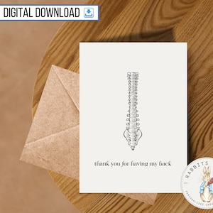 Cartão de agradecimento para impressão, cartão de 5 x 7 polegadas, download digital, obrigado por me apoiar, cartão de agradecimento engraçado, anatomia, ciência, biologia
