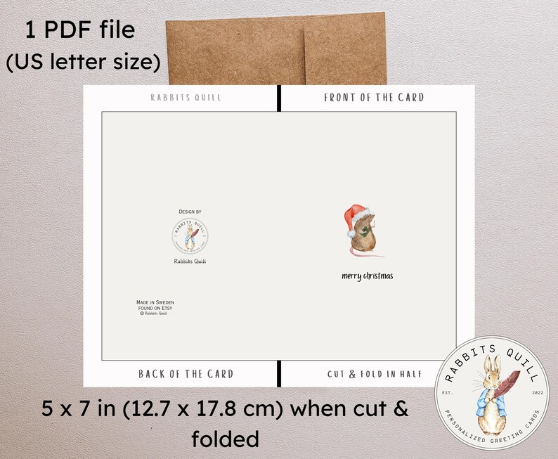 Carte de joyeux Noël drôle à imprimer, 5 x 7 pouces, téléchargement numérique, joyeuses fêtes, voeux de fin d'année, jolie carte de Noël ironique rat effronté image 4