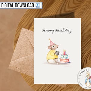 Carte de joyeux anniversaire drôle à imprimer, carte de 5 x 7 pouces, téléchargement numérique, anniversaire ironique idiot, rat, souris, cadeau animal simple, ami, collègue