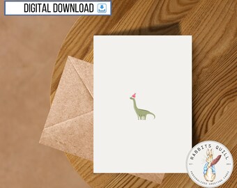 Carte de joyeux Noël dinosaure imprimable, carte de 5 x 7 pouces, téléchargement numérique, joyeuses fêtes, cadeau pour enfant, jolie carte de Noël Dino coquine drôle