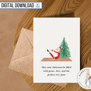 Cartão de Feliz Natal de Yoga Engraçado para Imprimir, Download Digital, Boas Festas Engraçadas, Paz Zen Natal, Amigo Yogi, Colega de Trabalho, Presente de Amigo Secreto