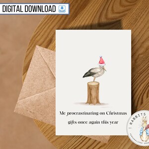 Divertida tarjeta imprimible de Feliz Navidad, descarga digital, divertidas y felices fiestas, Navidad, postergación, amigo, compañero de trabajo, regalo de amigo secreto