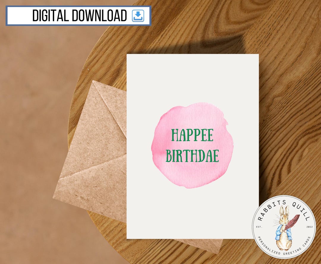 Happy Birthday Card Printable, 5x7 Inch Card, Digital Download ...