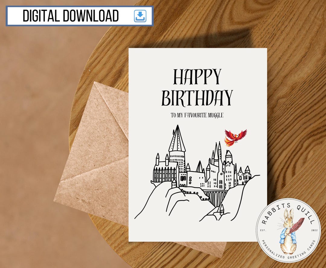 Harry Potter Happy Birthday Card Printable, 5x7 Inch Card, Digital ...