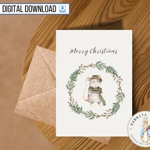 Carte de Noël guirlande de souris imprimable, carte de 5 x 7 pouces, téléchargement numérique, joyeuses fêtes, Noël simple mignon, père Noël secret, cadeau ami, enseignant