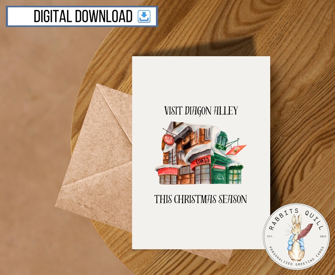 Harry Potter Christmas Card Printable, 5x7 Inch Card, Digital Download ...