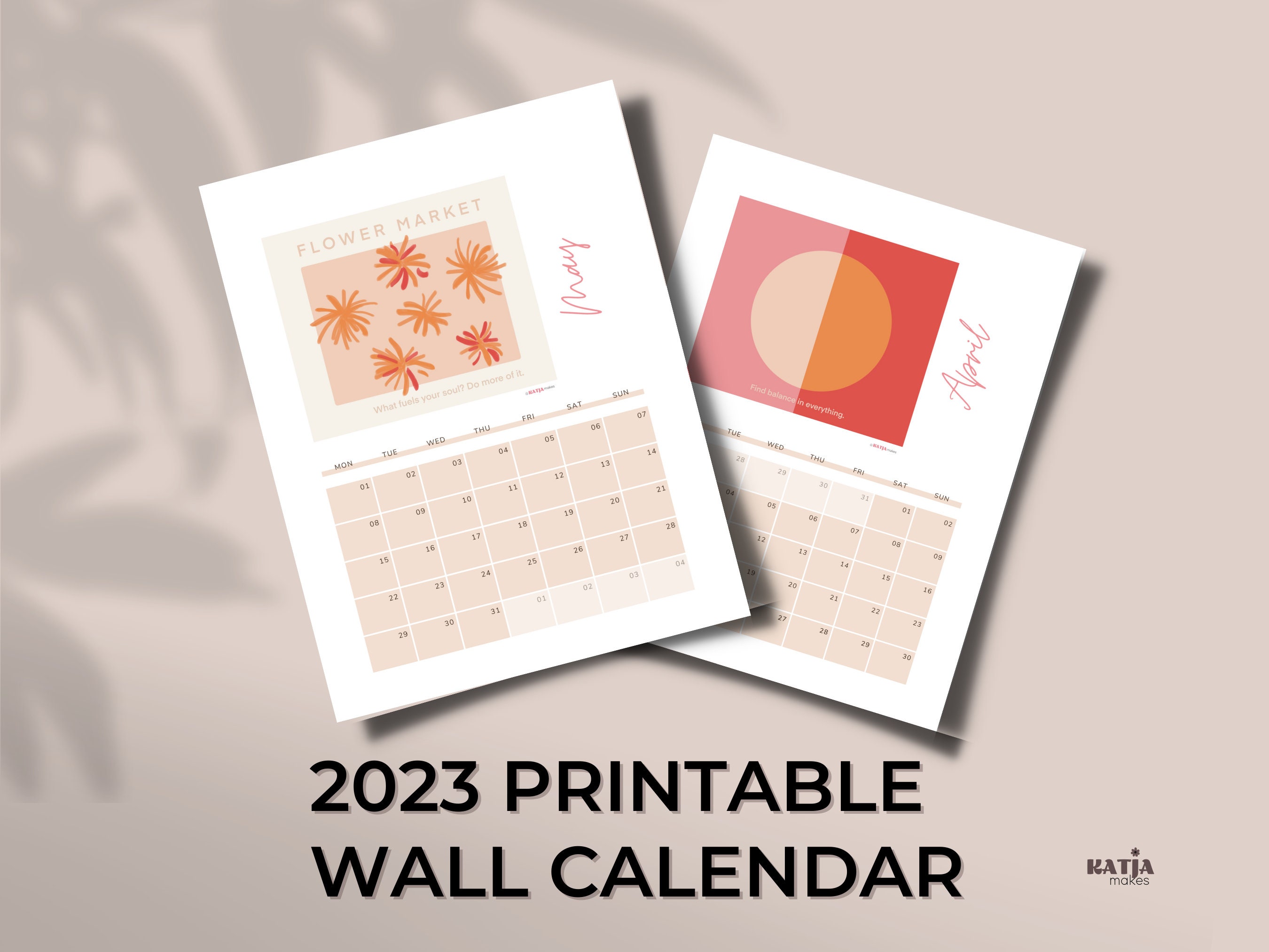 2023 Calendar Printable Aesthetic Art Calendar 2023 Desk Etsy UK