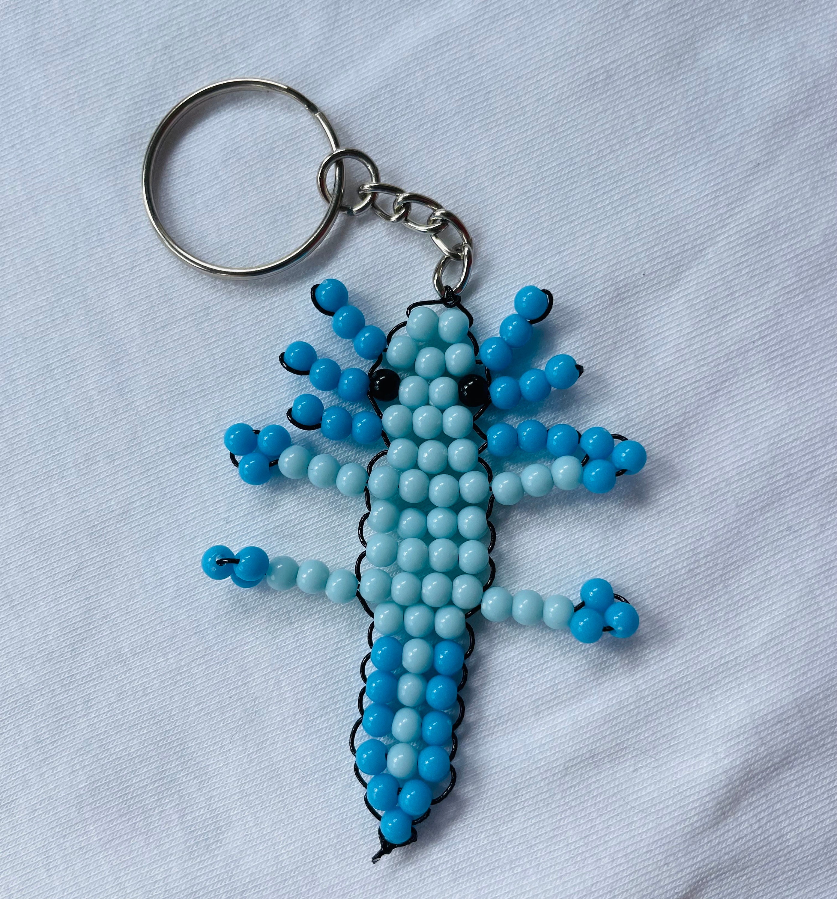 Axolotl Beaded Keychains / Hand Crafted Key Chains / Adorable Gift Blue ...