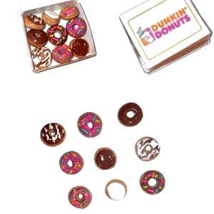 Dozen Dunkin Doughnuts (Pack of Twelve) Dollhouse Miniature Food Donuts Box of Donuts 1:12 Scale