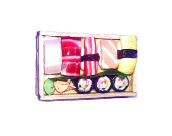 Sushi Bento Box 1:12 Dollhouse Miniatures Sushi Roll style cuisine japonaise