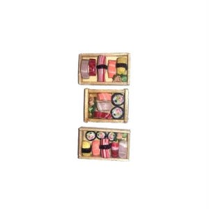 Sushi Bento Box 1:12 Dollhouse Miniatures Japanese Food Style Three Piece Set