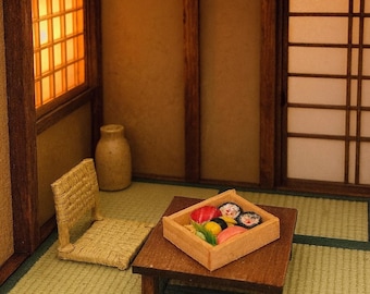 Sushi Bento Box 1:12 Miniatures pour maison de poupée style cuisine japonaise