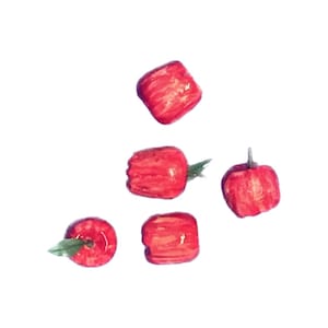 Five 5 Apples 1:12 Scale for dollhouse decor Red Apples