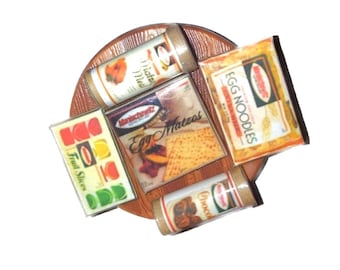 Miniature Kosher Food Set, Jewish Dollhouse Decor, 1:12 Scale
