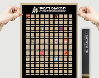 120 Póster de rascar de fecha para parejas, regalo para parejas, regalo de boda, regalo para ELLA/ÉL Tarjetas rasca y gana